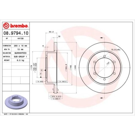 Δισκόπλακα BREMBO 08.9794.10