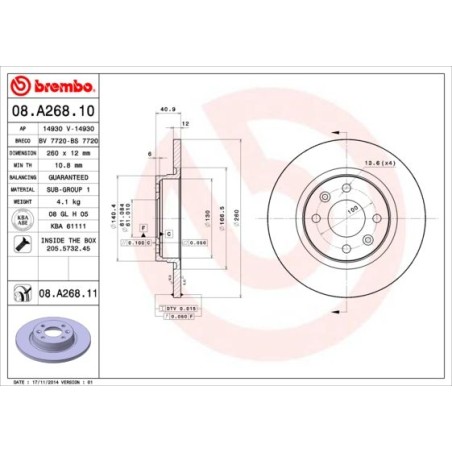 Δισκόπλακα BREMBO 08.A268.11