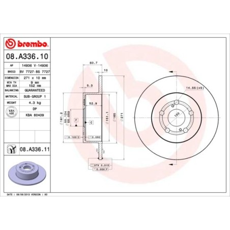 Δισκόπλακα BREMBO 08.A336.10