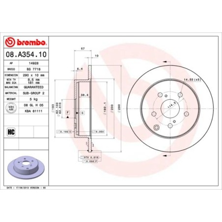 Brake Disc BREMBO 08.A354.10