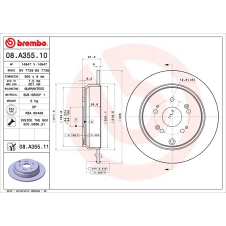 Brake Disc BREMBO 08.A355.11