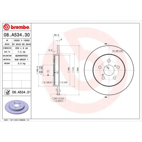 Brake Disc BREMBO 08.A534.31