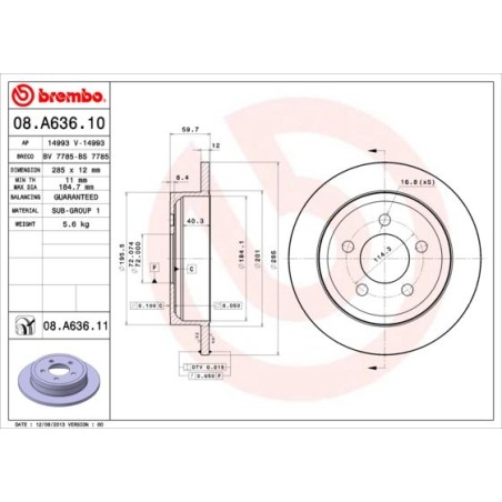 Δισκόπλακα BREMBO 08.A636.10