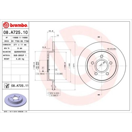 Brake Disc BREMBO 08.A725.11