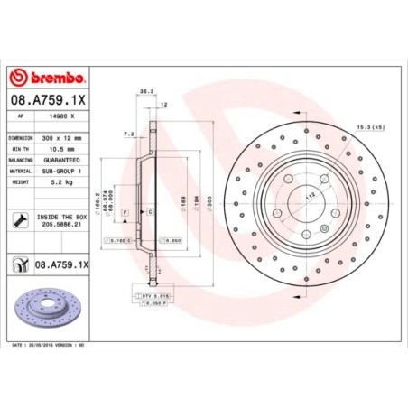 Δισκόπλακα BREMBO 08.A759.1X