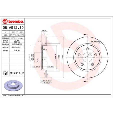 Brake Disc BREMBO 08.A912.11