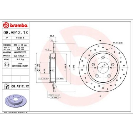 Brake Disc BREMBO 08.A912.1X