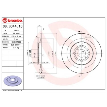 Δισκόπλακα BREMBO 08.B044.10