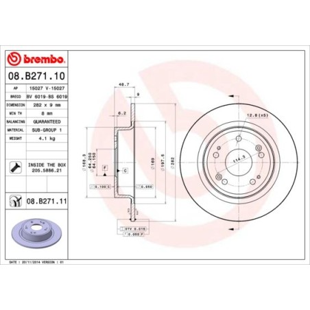 Brake Disc BREMBO 08.B271.11