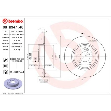 Brake Disc BREMBO 08.B347.41