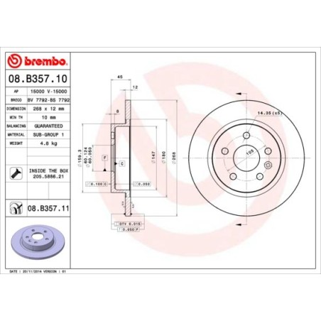 Brake Disc BREMBO 08.B357.11