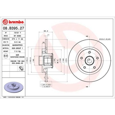 Brake Disc BREMBO 08.B395.27