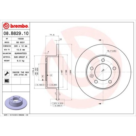 Brake Disc BREMBO 08.B829.10