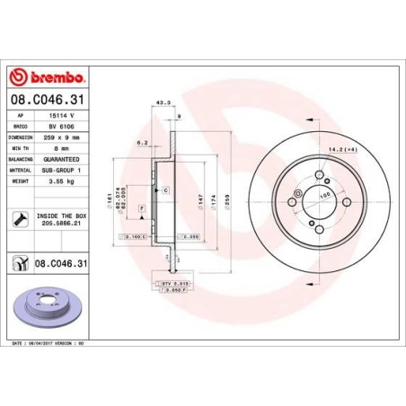 Brake Disc BREMBO 08.C046.31