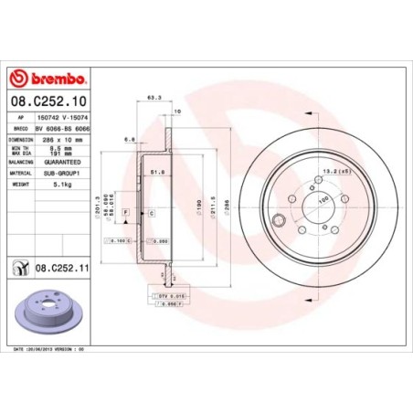 Brake Disc BREMBO 08.C252.11