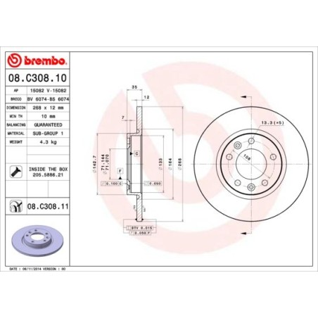 Brake Disc BREMBO 08.C308.11