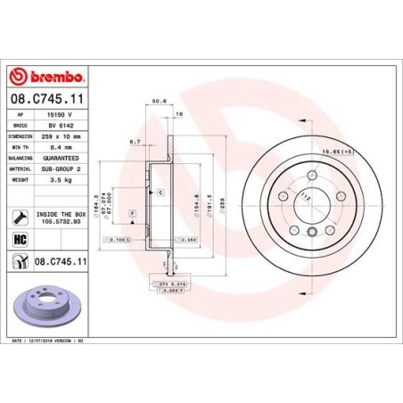 Brake Disc BREMBO 08.C745.11