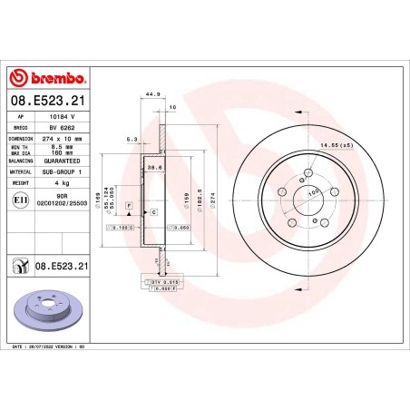 Brake Disc BREMBO 08.E523.21