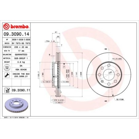 Δισκόπλακα BREMBO 09.3090.14