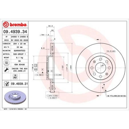 Brake Disc BREMBO 09.4939.34