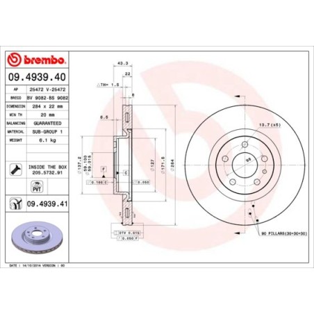 Brake Disc BREMBO 09.4939.41