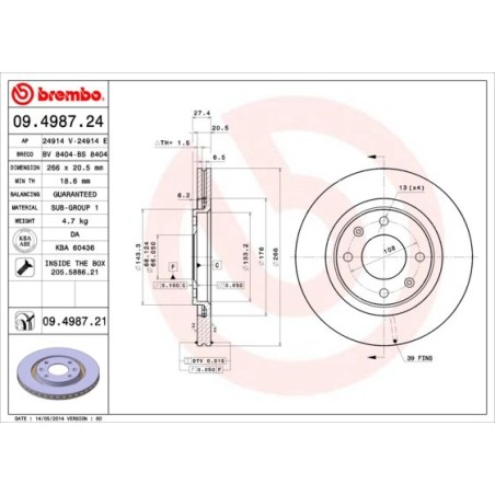 Δισκόπλακα BREMBO 09.4987.24