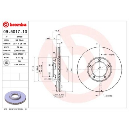 Brake Disc BREMBO 09.5017.10