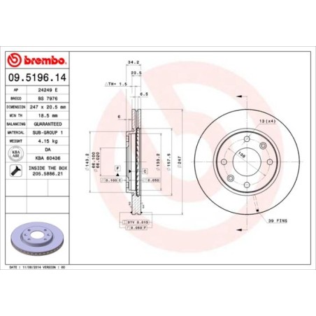 Brake Disc BREMBO 09.5196.14