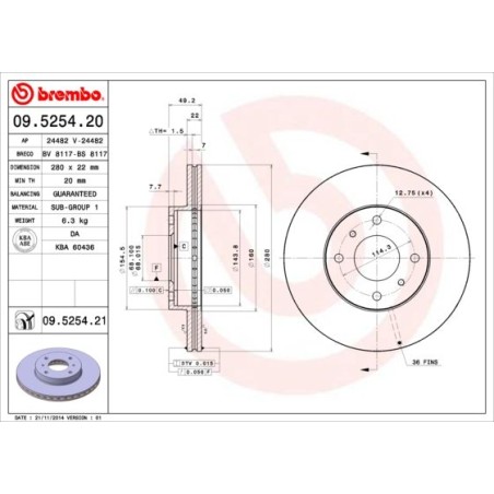 Δισκόπλακα BREMBO 09.5254.20