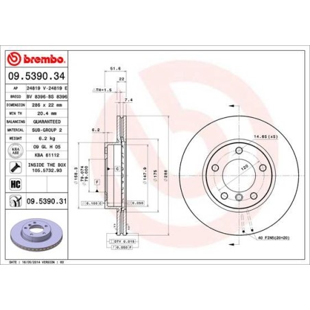 Brake Disc BREMBO 09.5390.34