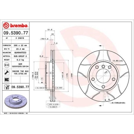 Brake Disc BREMBO 09.5390.77