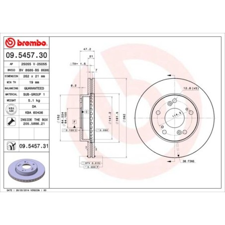 Brake Disc BREMBO 09.5457.31