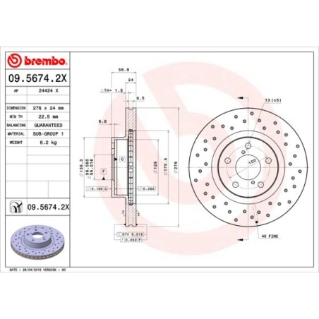 Brake Disc BREMBO 09.5674.2X