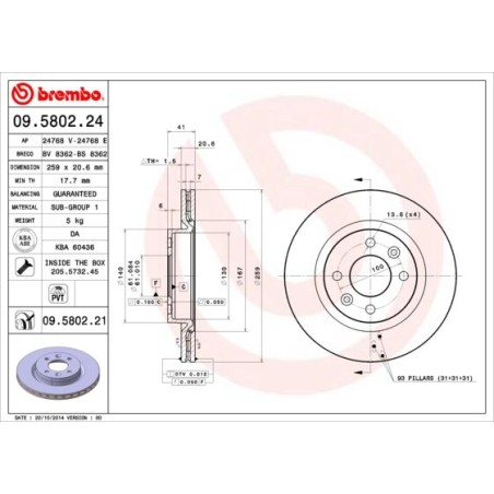 Δισκόπλακα BREMBO 09.5802.21