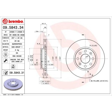 Brake Disc BREMBO 09.5843.31