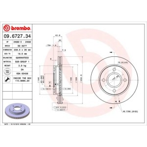 Δισκόπλακα BREMBO 09.6727.34