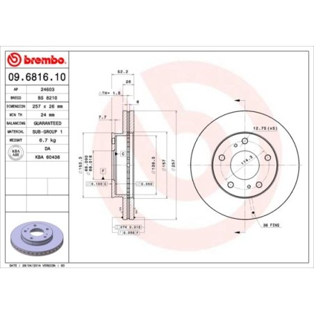 Brake Disc BREMBO 09.6816.10