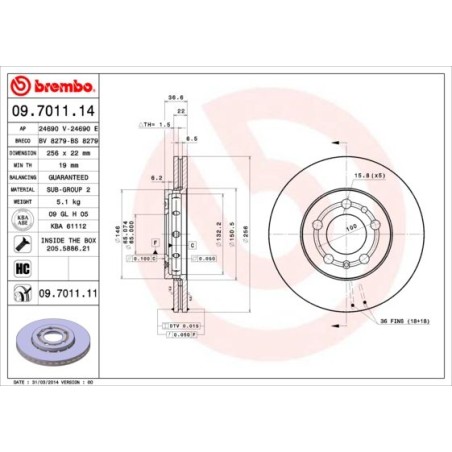 Brake Disc BREMBO 09.7011.14