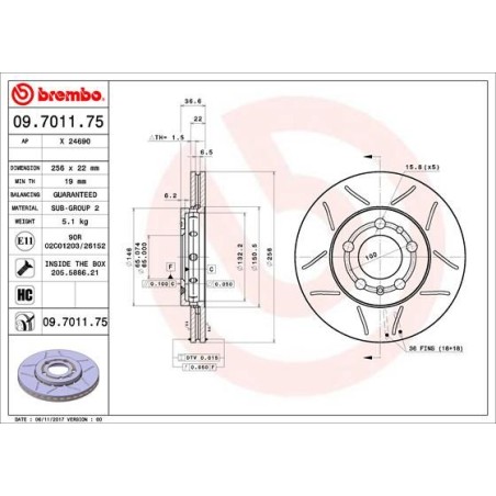 Δισκόπλακα BREMBO 09.7011.75