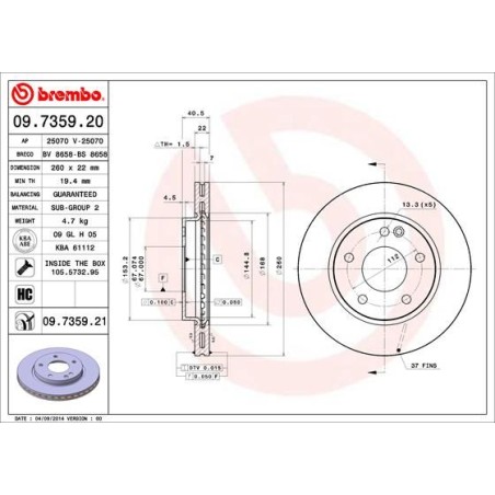 Δισκόπλακα BREMBO 09.7359.20