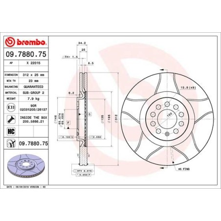 Δισκόπλακα BREMBO 09.7880.75