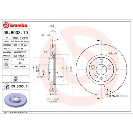 Brake Disc BREMBO 09.8003.11