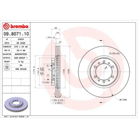 Δισκόπλακα BREMBO 09.8071.10