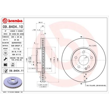 Brake Disc BREMBO 09.8404.10