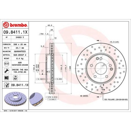 Brake Disc BREMBO 09.8411.1X