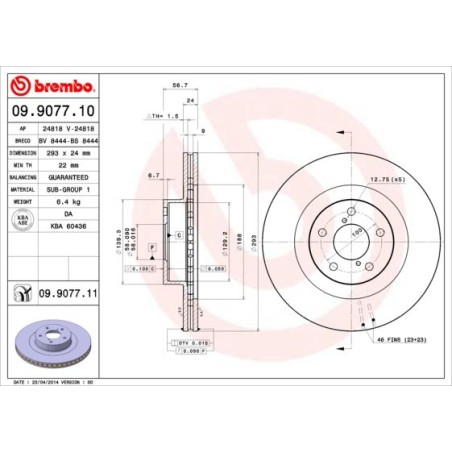 Brake Disc BREMBO 09.9077.11