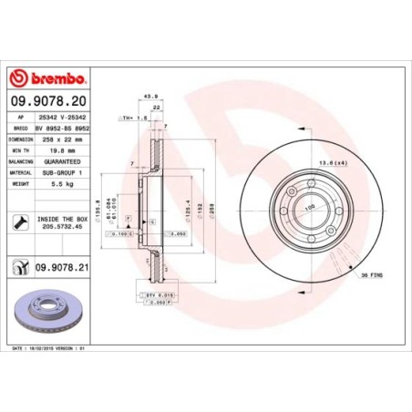 Brake Disc BREMBO 09.9078.21