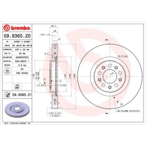 Δισκόπλακα BREMBO 09.9365.21