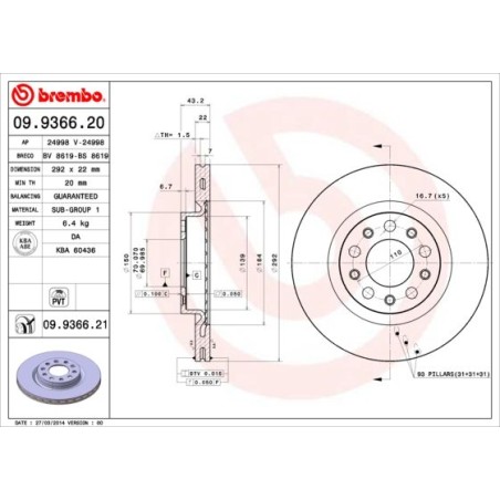 Brake Disc BREMBO 09.9366.21