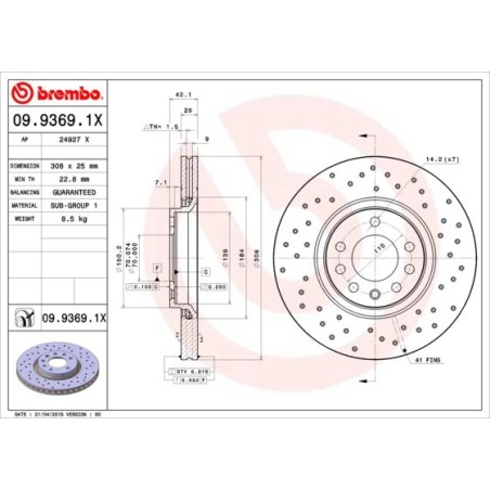 Brake Disc BREMBO 09.9369.1X